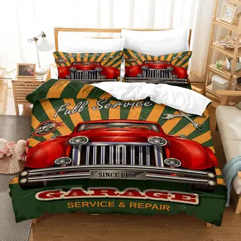 Americké Autá Perinu Tradičné Staré Auto Závod Nostalgické posteľná bielizeň Nastaviť Klasické Autá Polyester Deka Kryt pre Dospievajúcich Chlapcov
