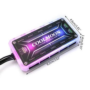CoolMoon RGB Ventilátor Inteligentné Music Radič Doske Synchronizácie Symfónia Radič Diaľkové Ovládanie s Káblom