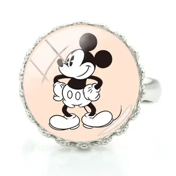 Disney Módne Jednoduché Umelecký Štýl Krúžok Mickey Znak Krúžku Ručné Remeselné Sklo Art Krúžok Dievča Charakter Módne Doplnky