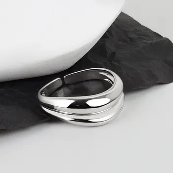 Dvojvrstvové Zaoblené Línie Geometrické Krúžky Tvorivé Otvorené Prst Prsteň Pre Ženy Minimalistický Šperky, Doplnky, Darčeky