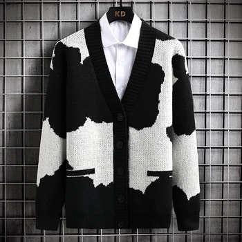 Nové Zimné 2023 Módne Cashmere Cardigan Mužov Hrubé Teplé Voľné Pánske Vesty SweaterCoat Kvalitné Mužskej Bundy Knitwear