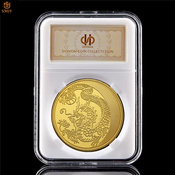 Čínska Astrológia Dragon dávne Legendy Zvierat Zberateľstvo Odznak ruskej Totem Zlato Hydraulické Suvenírov Mince Darček W/PCCB Držiteľ
